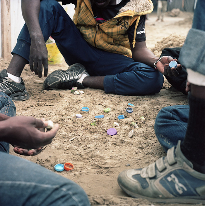 May 9 - Young Sudanese play Dalla game, North Zone, Jungle of Calais