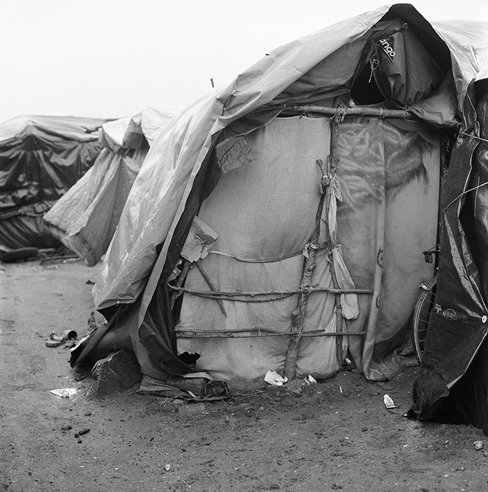 February 22 - A hut in the morning, the occupants sleep, Sudanese district, southern zone, Jungle of Calais