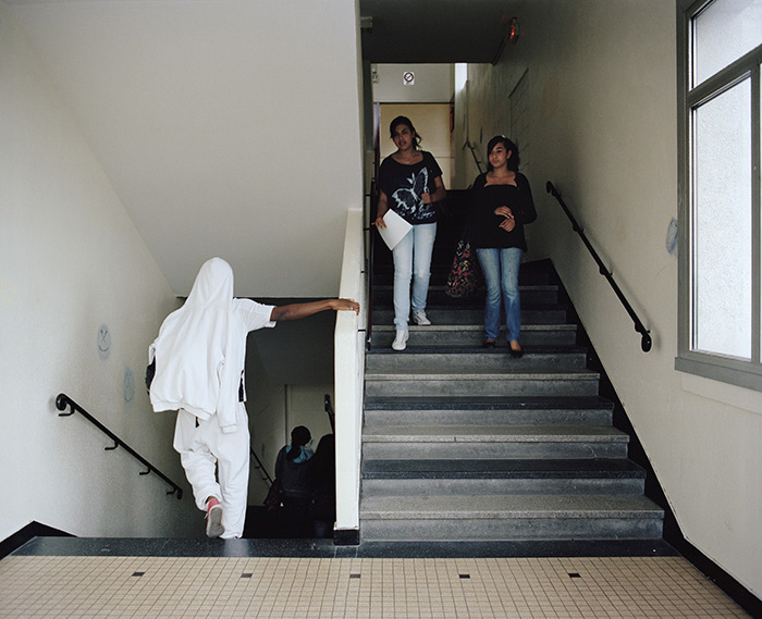 Changeover of lessons at secondary school, inner-city school Jean-Jaurès, Montreuil, 2010