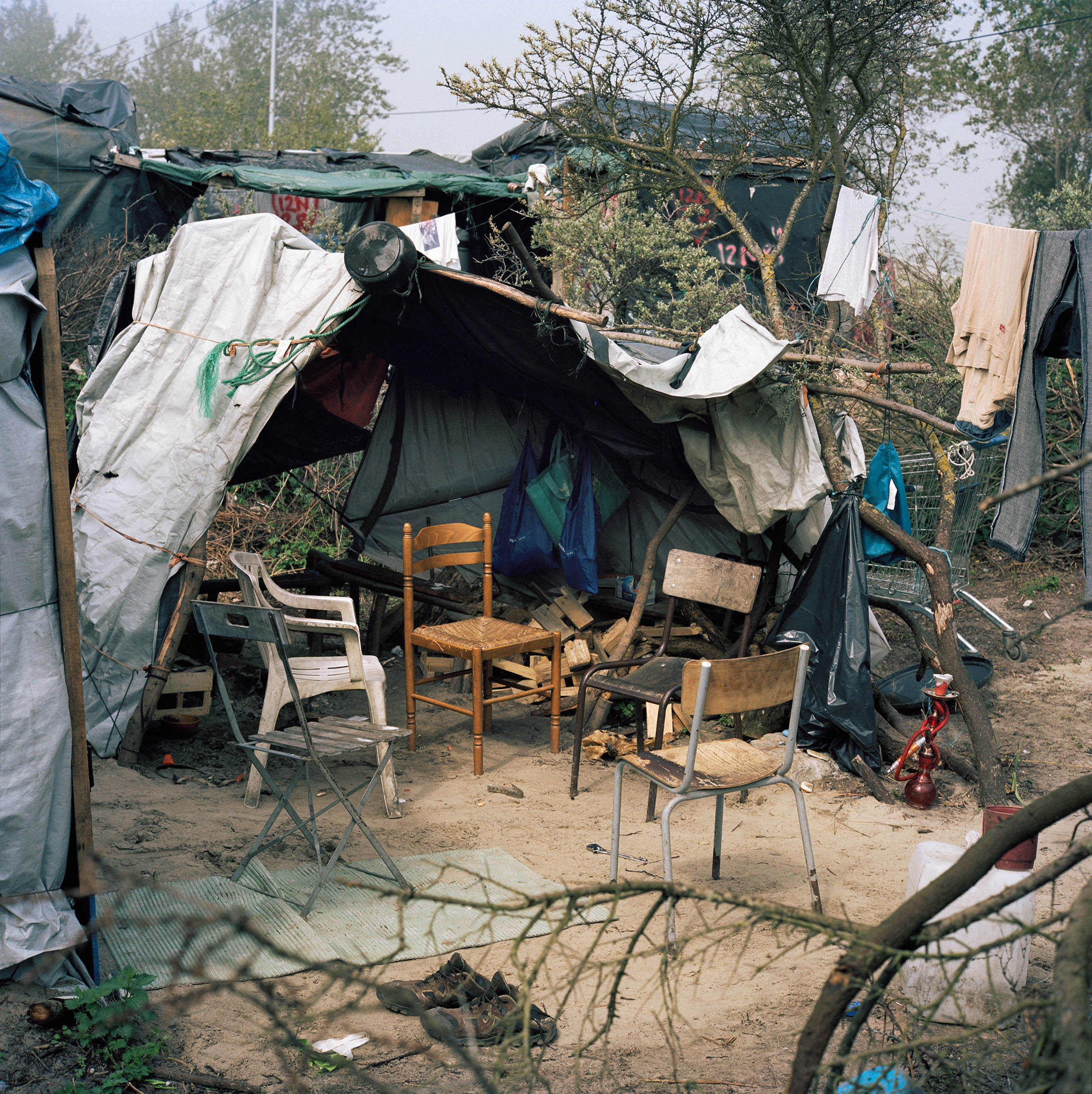 May 9, living room/kitchen in a group of Sudanese shelters, northern sector