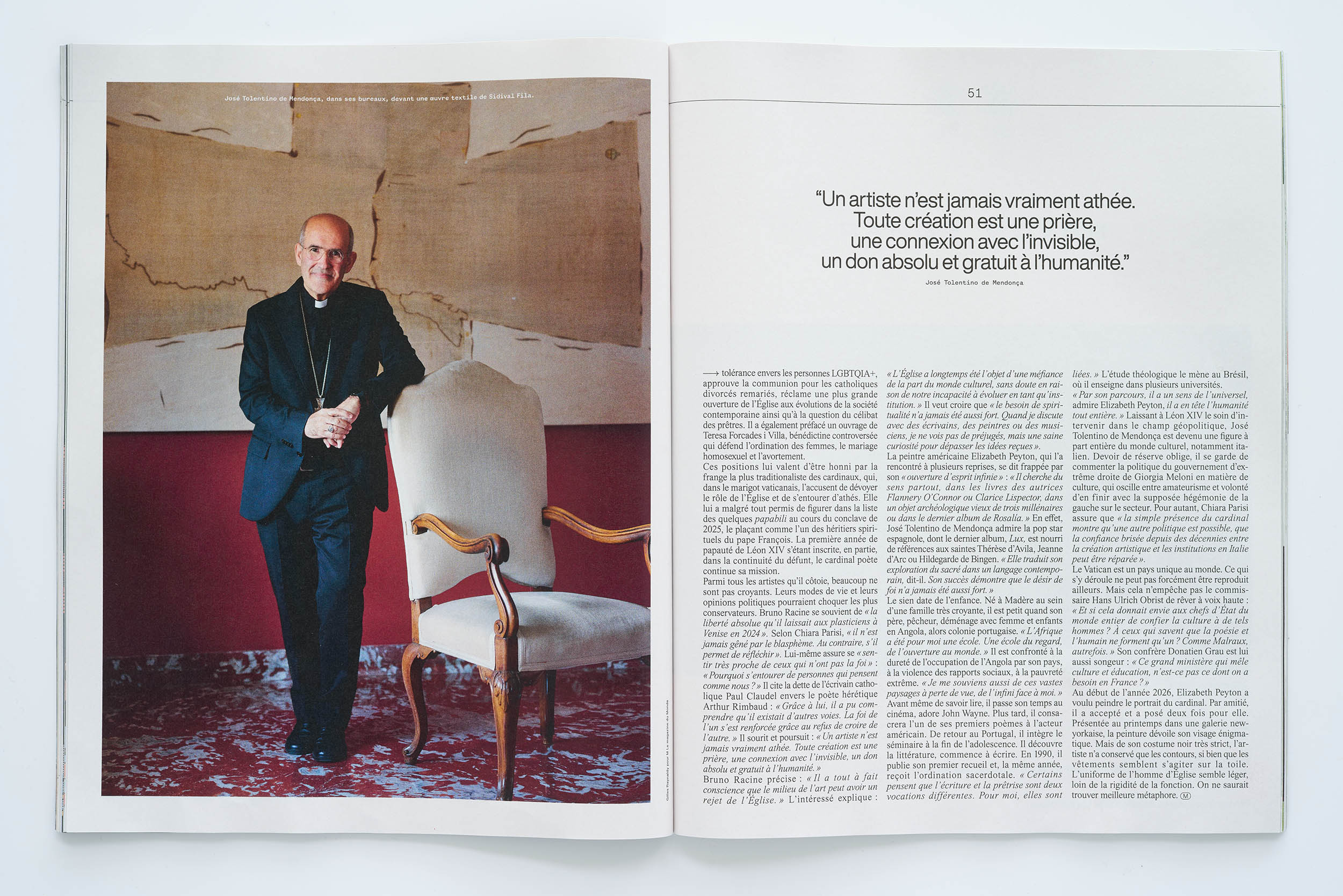 Cardinal José Tolentino de Mendonça in his office, the Vatican, Rome. Commissioned by M Le magazine du Monde, 2026.