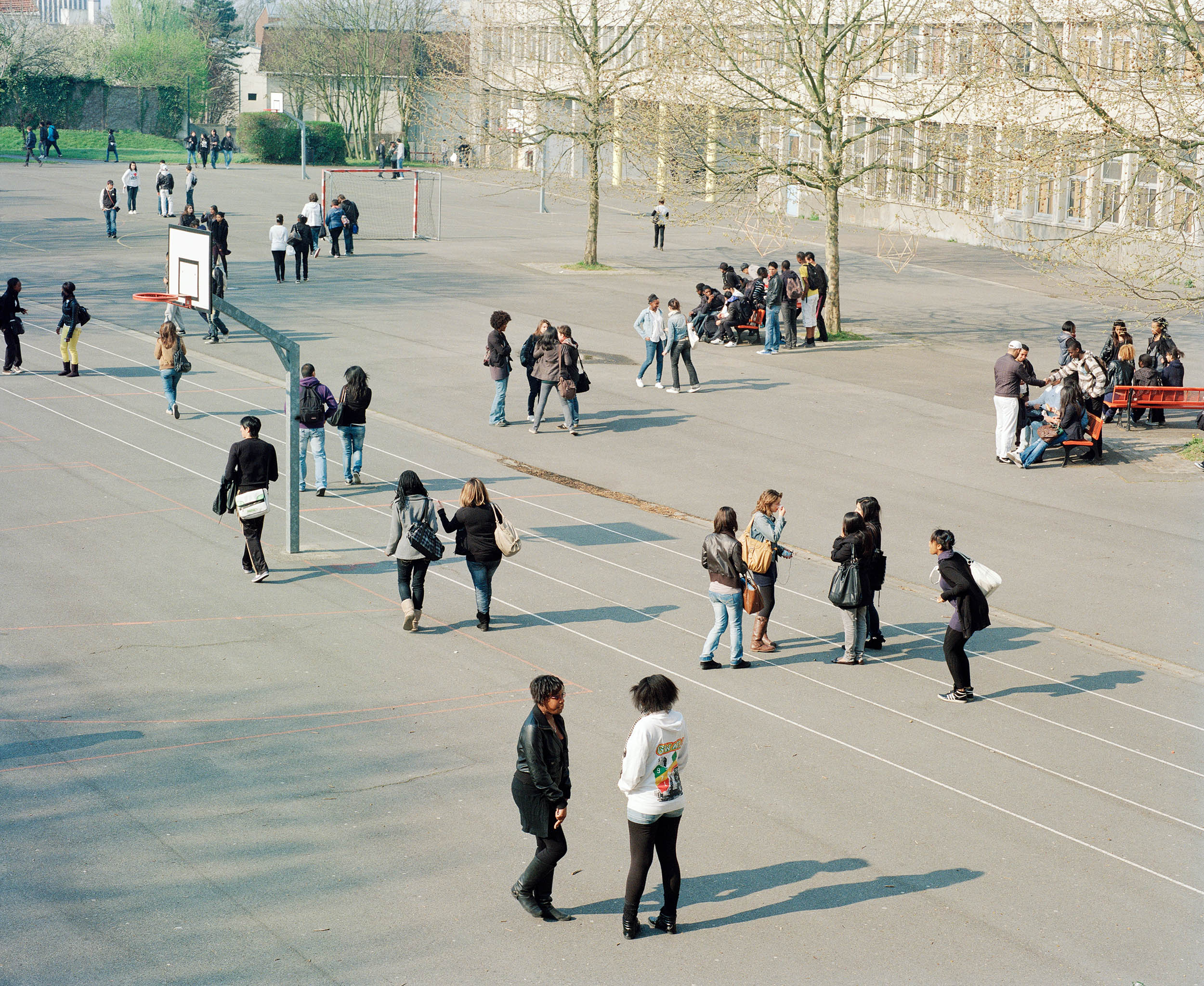 View of the college playground from the staff room, 2009