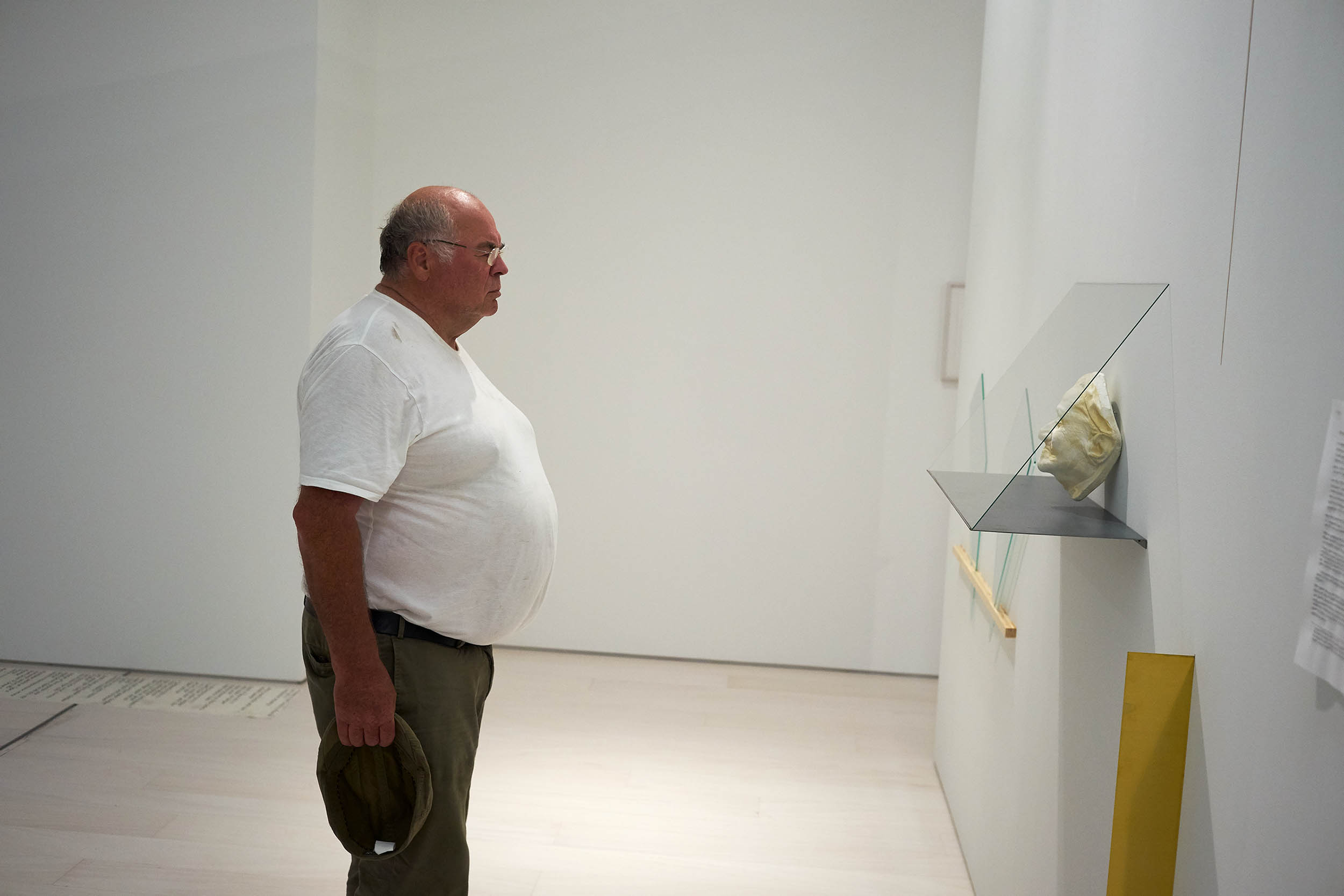 Looking at a death mask of Else Lasker-Schüler, part of an installation by Yael Davids, National Museum of Contemporary Art, Athens, 2017