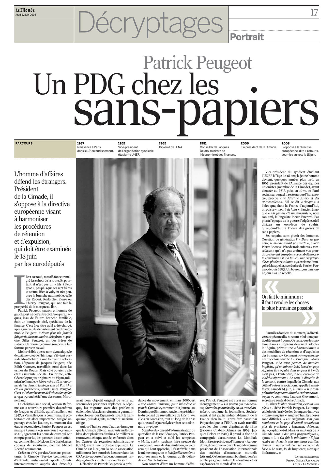 Patrick Peujeot, Paris. Commissioned by Le Monde, 2008.