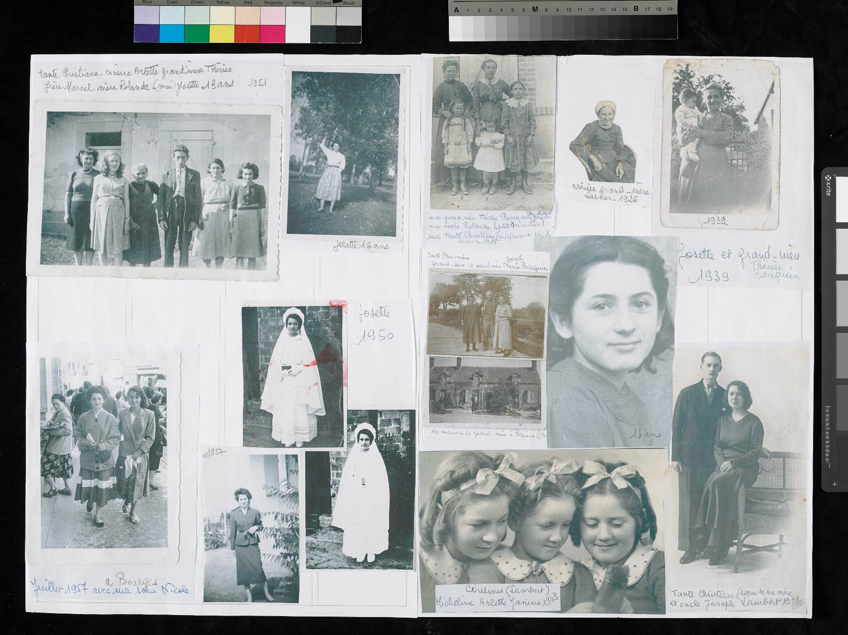 Josette’s original sheet: photocopies, collage, handwriting // Cherbourg-en-Cotentin, 2019
